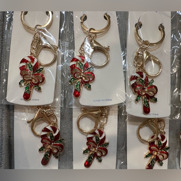 12 Items - 8 Gold-toned and 4 Silver-toned Candy Cane Key Chains/Bag Charms NIP - Picture 3 of 5